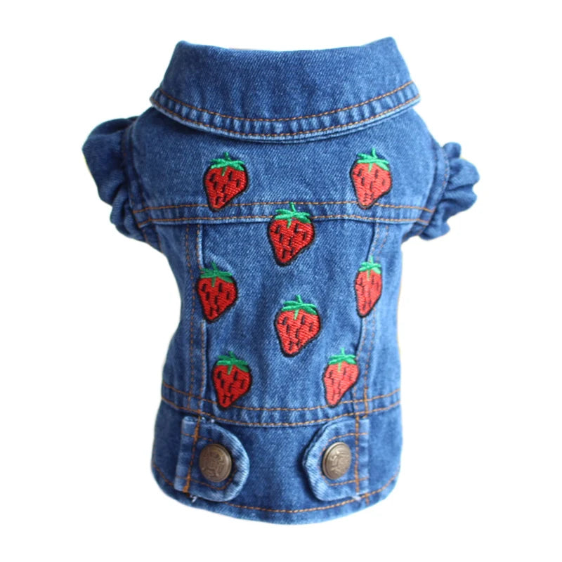 Retro Designer Pet Clothes for Small Dogs, Handsome Puppy Denim Jacket, Durable Jeans Vest Four Seasons Universal