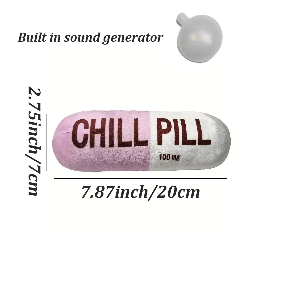 Interactive Plush Pill-Shaped Toy with Squeaker Pet Play and Dental Health