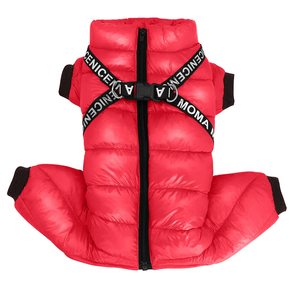 Winter Super Warm  Dog Jacket/Coat With Harness Waterproof Puppy Hoodies