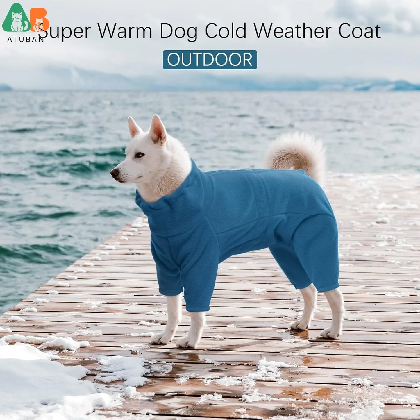 ATUBAN Dog Winter Coat Soft Fleece Pullover Pajamas, Pet Windproof Warm Cold Weather Jacket Vest Cozy Jumpsuit