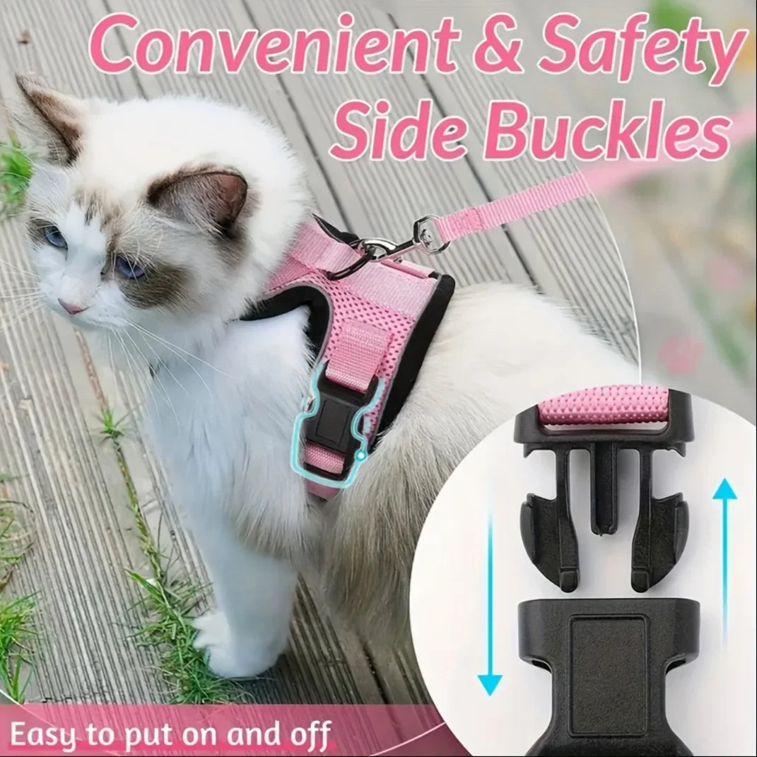 Cat Non-Slip Adjustable Leash Vest Pet Chest Carrier