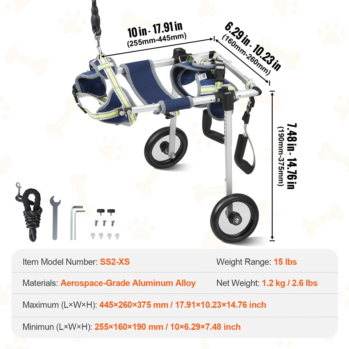 SucceBuy 2 Wheels Dog Wheelchair for Back Legs