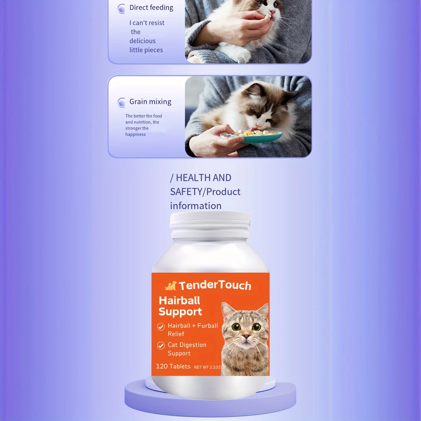 Hairball - 200 Tablets- Hairball Aid Supplement for Cats