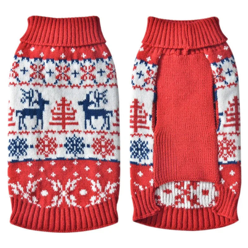 Winter Pet Sweaters for Small/Medium Dogs, Christmas Cute Print Puppy Turtleneck, Soft Warm Cat Sweater