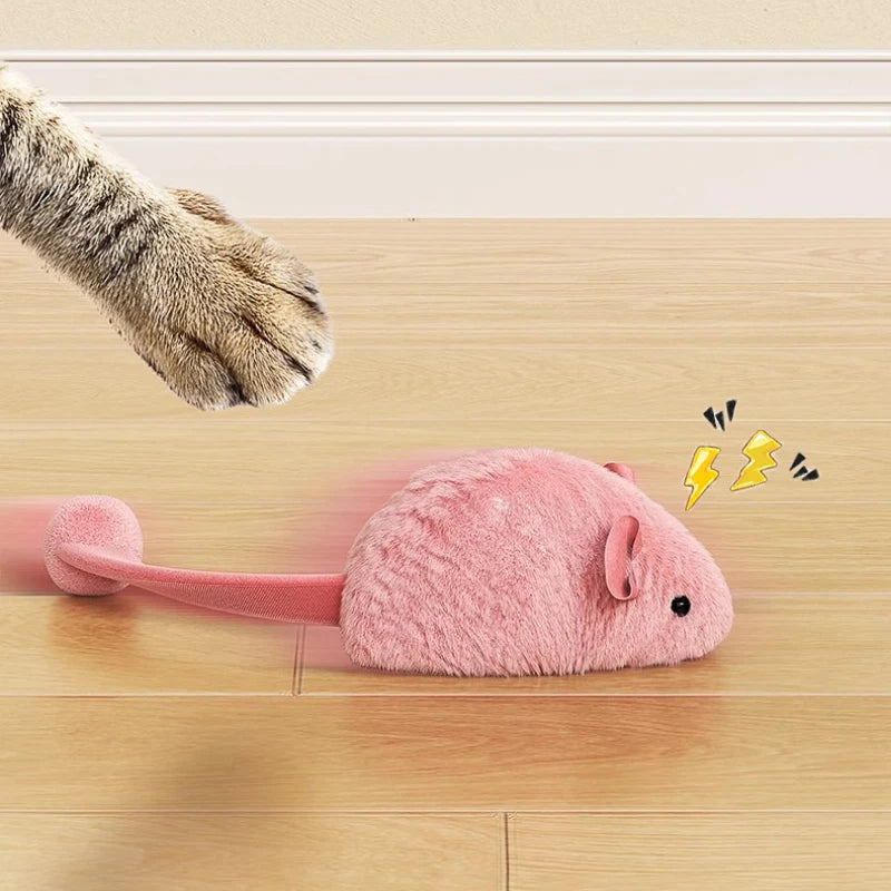 Interactive Plush Mouse Cat Simulation Mice Kitten Self-Playing Plush Toy