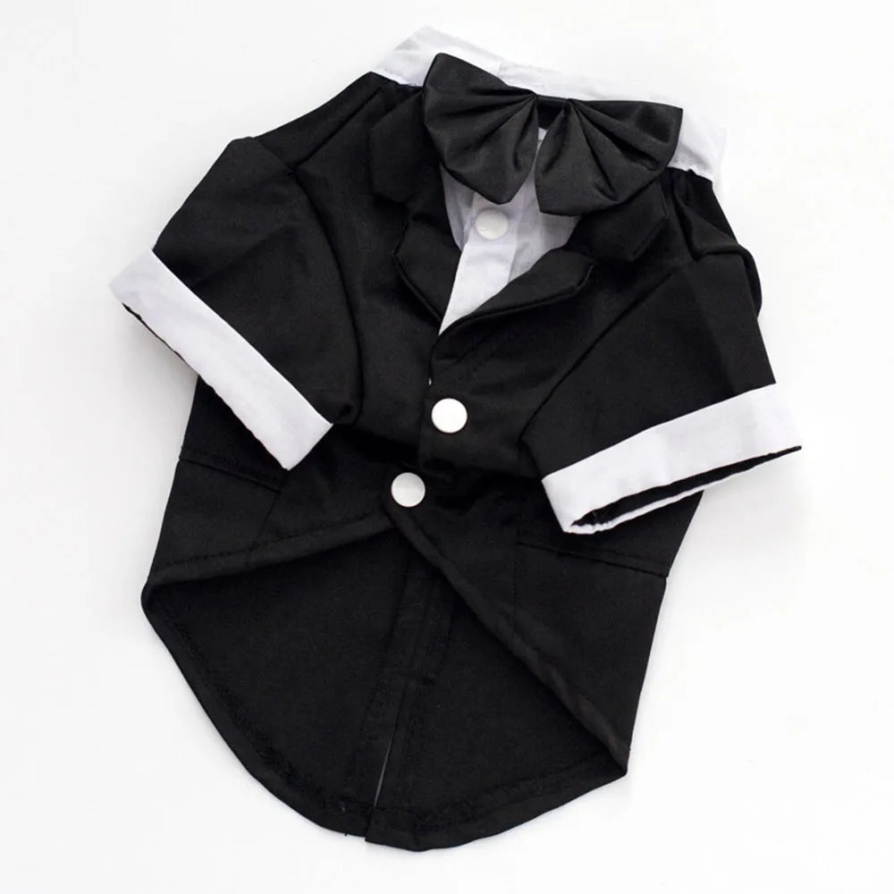 Dog Tuxedo Suit Pet Wedding Party Costume, Prince Bow Tie Shirt Formal Attire