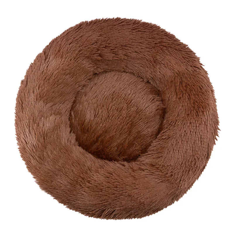 40-90cm Round Pet Bed for Large Dog, Super Soft Cat Long Plush Bed for Winter Warm Sleeping