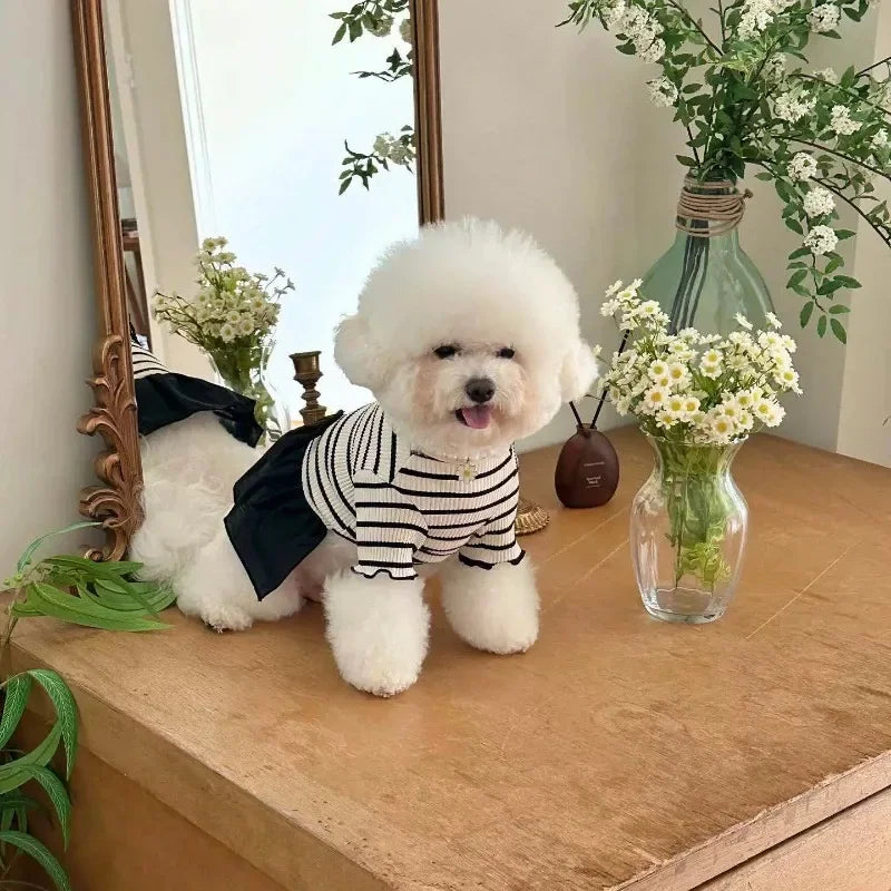 Short Sleeve Striped Puppy Vest Pet Skirt