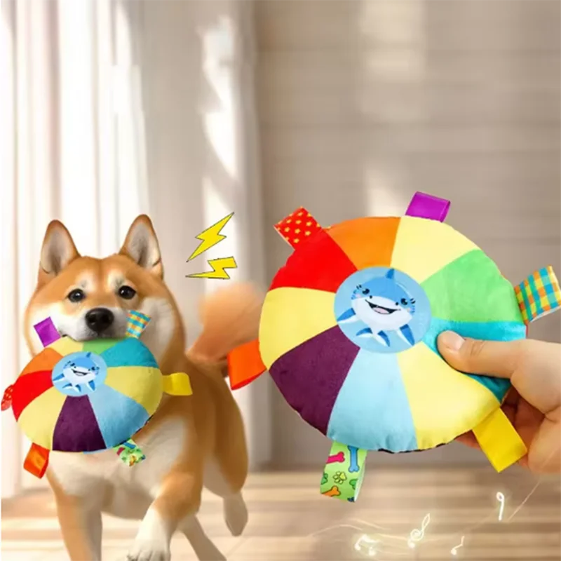 Hot dog sounding plush toy bell cartoon toy, small dog Teddy teeth grinding toy, wear-resistant bite-resistant