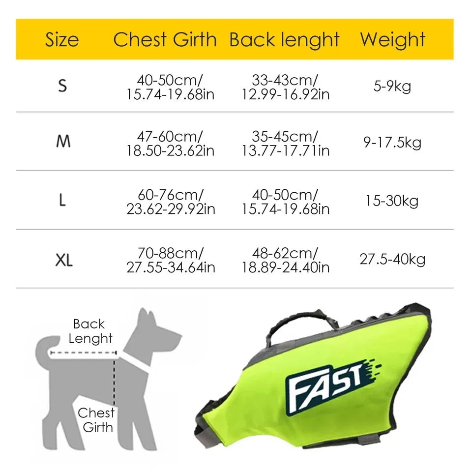 Pet Life Jacket Safety Vest for Dogs, Swim Fashion Adjustable Reflective in Pool or Surfing