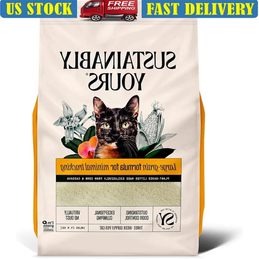 Premium Cat Litter Large Grain Odor Control Clumping Formula 10lbs Natural Corn Cassava Unscented Quick Clean Pet Supplies