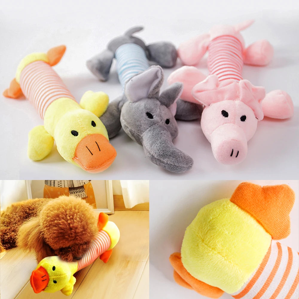 Plush Cute Elephant Duck Pig Pet Squeak Sound Toys