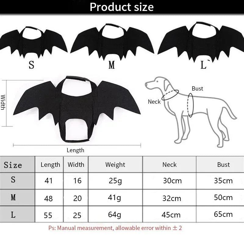 Halloween Cute Pet Dog Cat Black Bat Wings Harness Costume