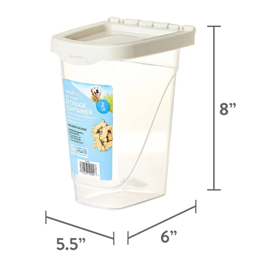 Pet Treat Storage Container 2 lb Locking Lid Dishwasher Safe