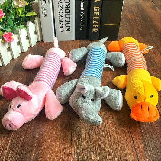 Plush Cute Elephant Duck Pig Pet Squeak Sound Toys