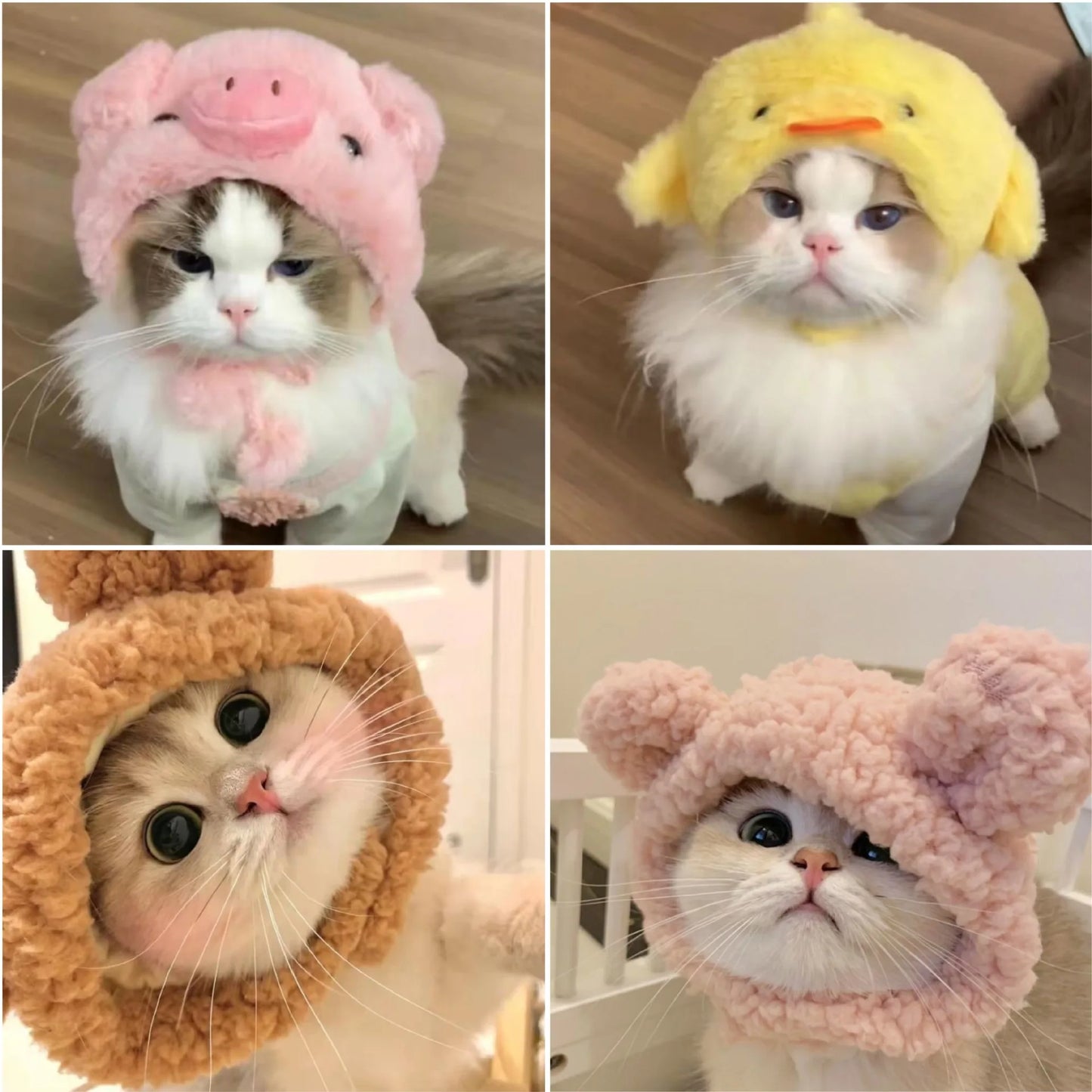 Funny Pet Headband Plush Yarn Cat Dog Cap Panda Pig Pet Warm Pet Hat Chick