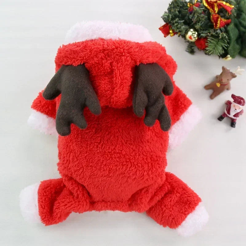Dog Christmas Clothes Winter Warm Pet Clothes - Elk, Santa Claus Pet Coat Hoodies