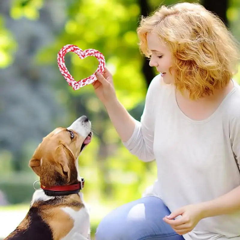 Small Cotton Rope Heart Shaped Chew Toy