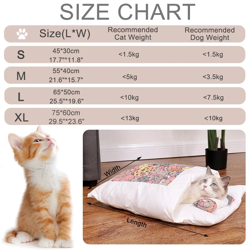 Japanese Cat Bed Warm Sleeping Bag