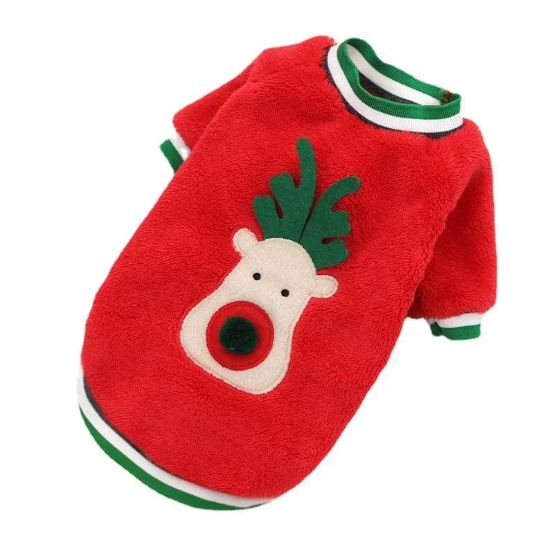 Dog Christmas Clothes Winter Warm Pet Clothes - Elk, Santa Claus Pet Coat Hoodies