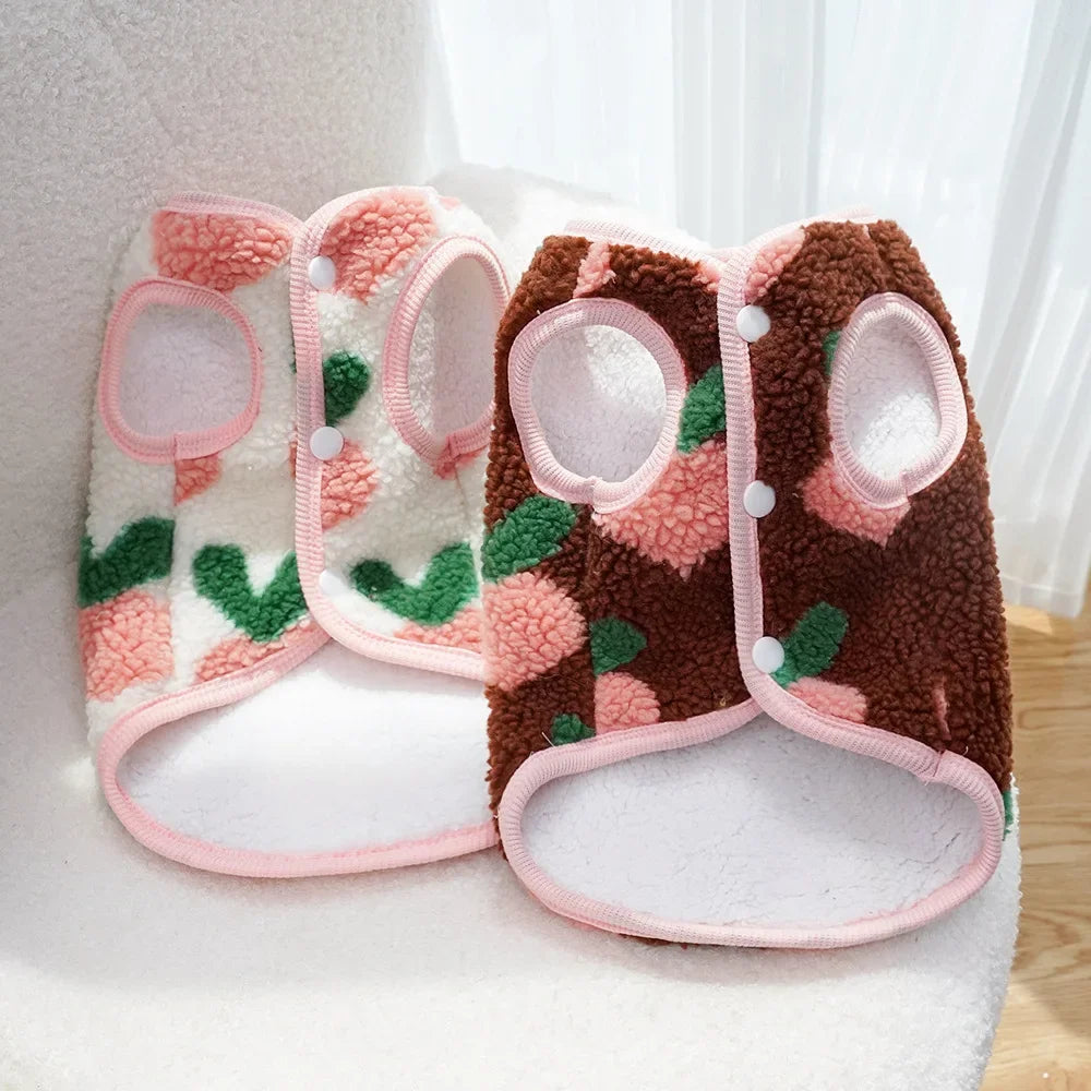 Dog Fleece Vest Warm Sweatshirt Puppy Pullover Coat with Leash D Ring, Dachshund Yorkie Sweaters