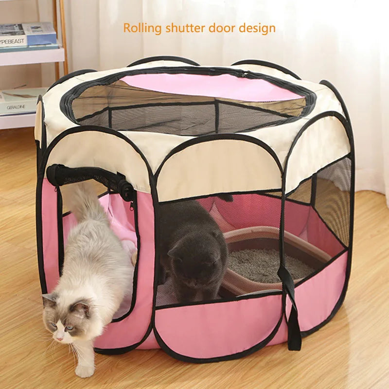 Foldable Pet kennels, delivery rooms, octagonal cages, breathable fences, tents, claw-resistant