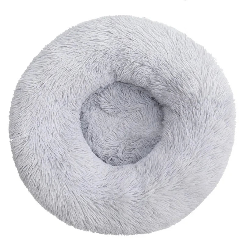 40-90cm Round Pet Bed for Large Dog, Super Soft Cat Long Plush Bed for Winter Warm Sleeping