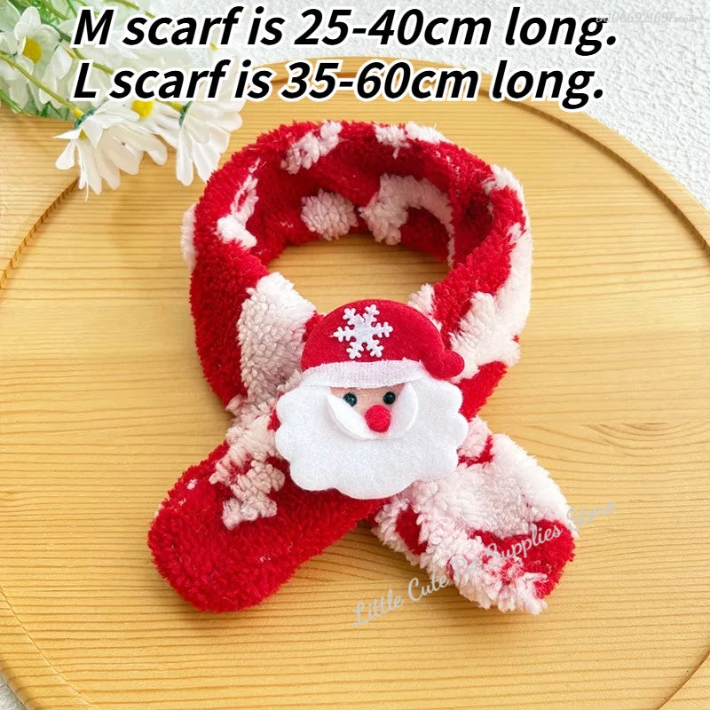 Christmas Cat Collar Red Pet Christmas Scarf or Green Wool Warm Scarf Santa's Hat