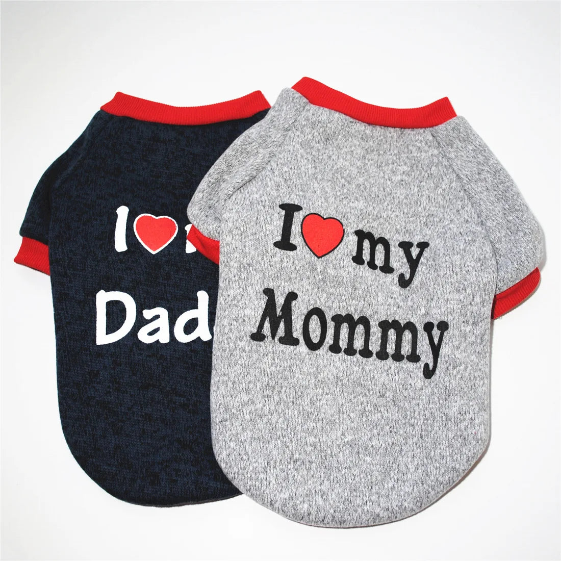 Small Pet Clothes, Cute Puppy Cotton T-shirt  Vest Spring Autumn Pet Costume, I Love Daddy/Mommy