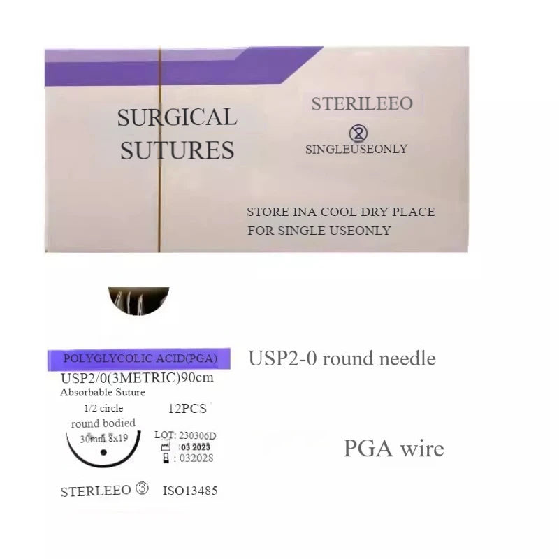 Veterinary absorbable suture, surgical pet suture PGA (2-0/3-0/4-0) w/Needles
