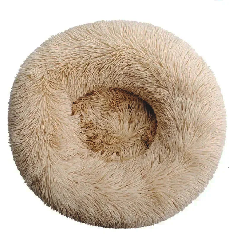 40-90cm Round Pet Bed for Large Dog, Super Soft Cat Long Plush Bed for Winter Warm Sleeping