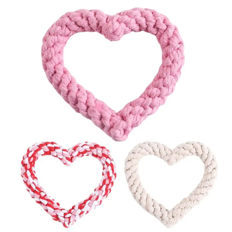 Small Cotton Rope Heart Shaped Chew Toy