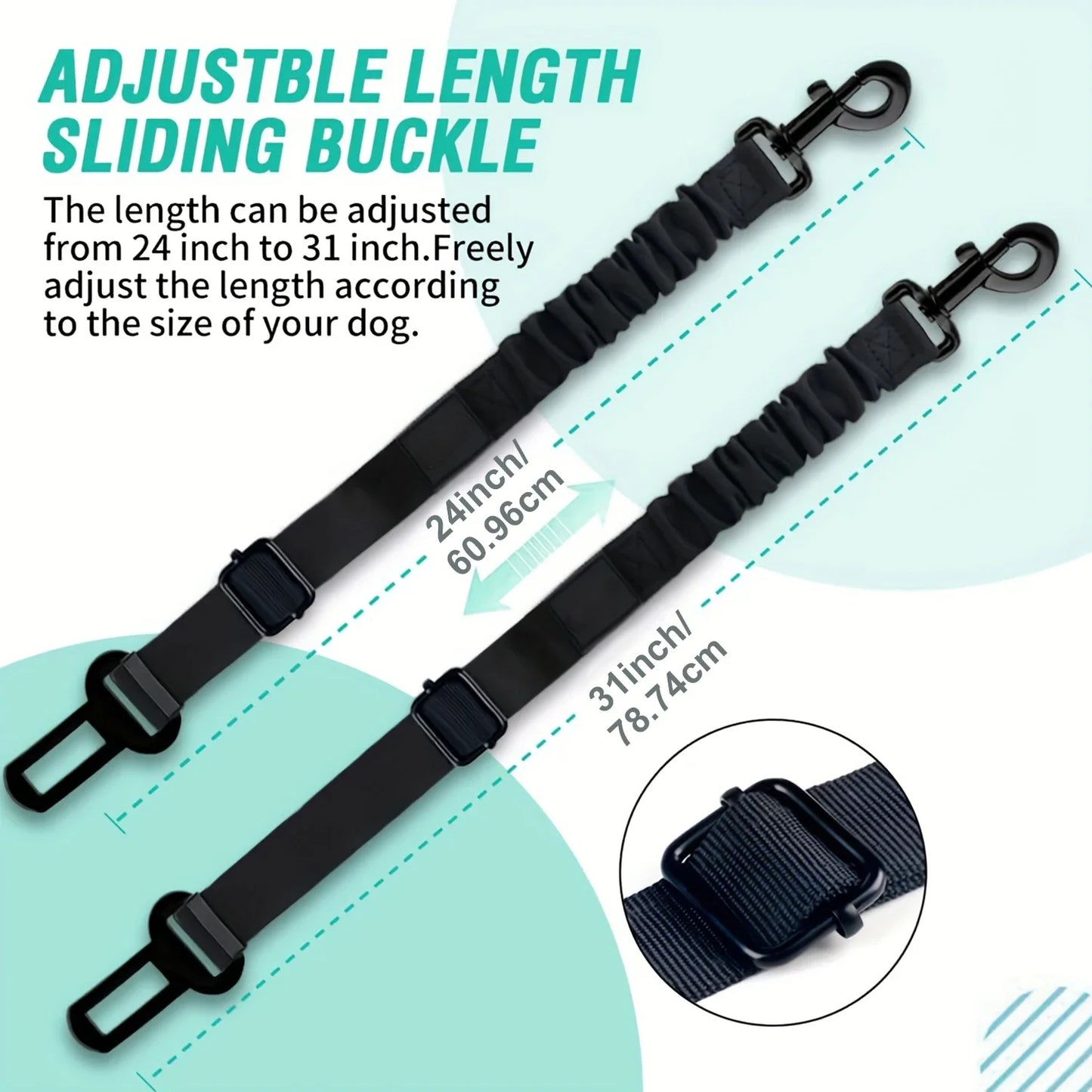 Dog Seat Belt, Retractable Car Harness, Adjustable