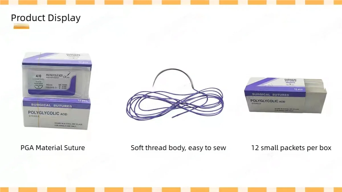 Veterinary absorbable suture, surgical pet suture PGA (2-0/3-0/4-0) w/Needles