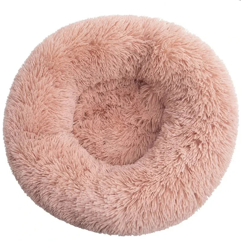 40-90cm Round Pet Bed for Large Dog, Super Soft Cat Long Plush Bed for Winter Warm Sleeping