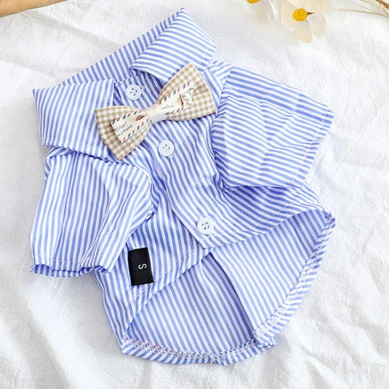 Pet Dog Bowknot Striped Shirts