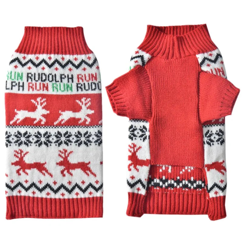 Winter Pet Sweaters for Small/Medium Dogs, Christmas Cute Print Puppy Turtleneck, Soft Warm Cat Sweater