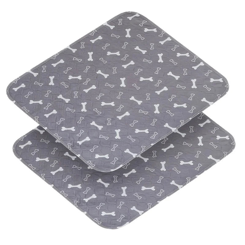 Washable Dog Pee Pads, 2 Pieces 18inchx24inch / 34inch X 36inch Reusable, Absorbent Bone Print