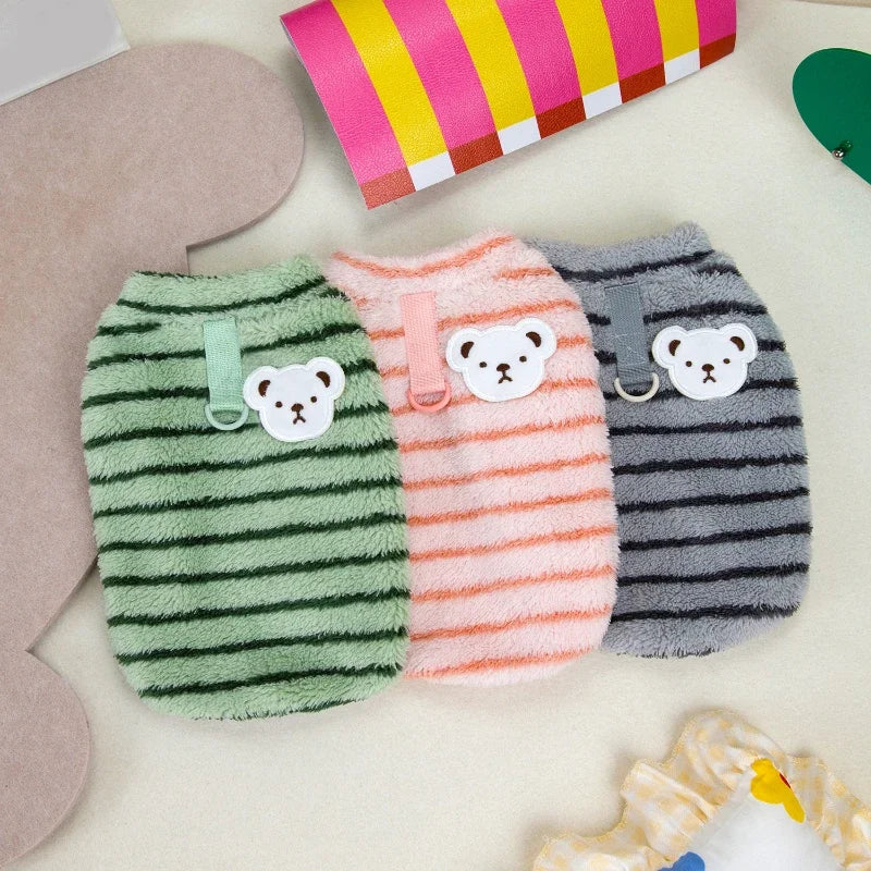 Striped Warm Soft Fleece Pet Clothes