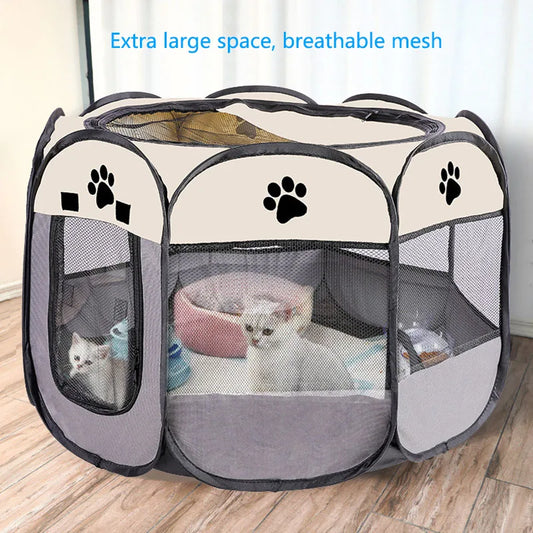 Foldable Pet kennels, delivery rooms, octagonal cages, breathable fences, tents, claw-resistant