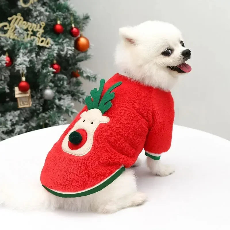 Dog Christmas Clothes Winter Warm Pet Clothes - Elk, Santa Claus Pet Coat Hoodies