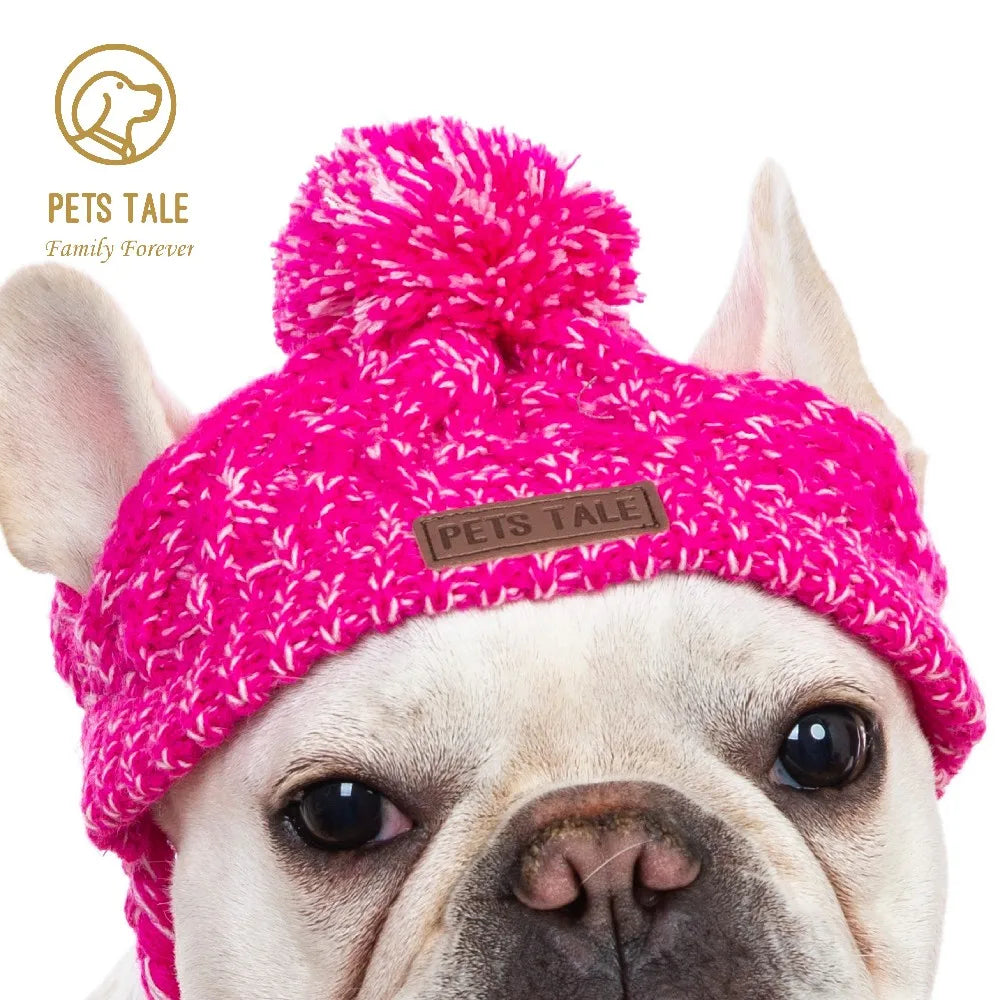 Winter Soft,  Warm Knitted, Windproof Knitting Dog Hat