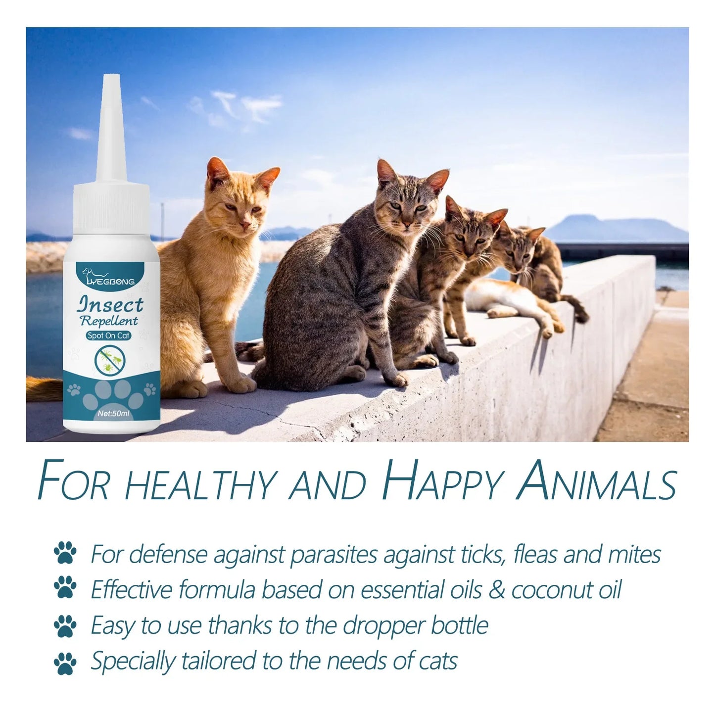 Pet Flea Killer, Anti Fleas, Ticks, Lice, Mite Removal. Relieve Itching, Ringworm Treatment Pet Insect Removal Drops