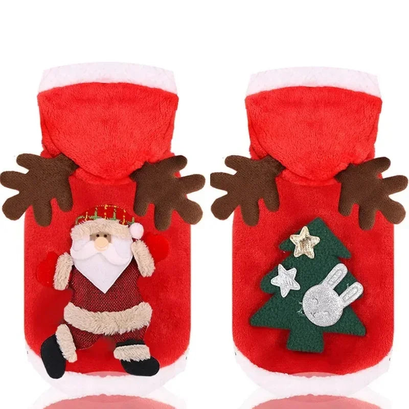 Dog Christmas Clothes Winter Warm Pet Clothes - Elk, Santa Claus Pet Coat Hoodies