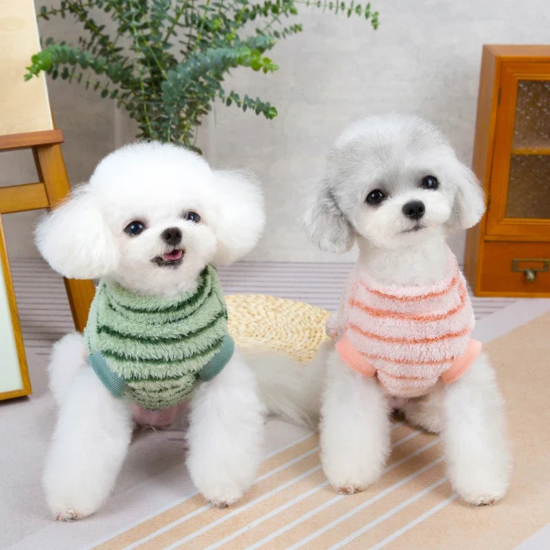 Striped Warm Soft Fleece Pet Clothes