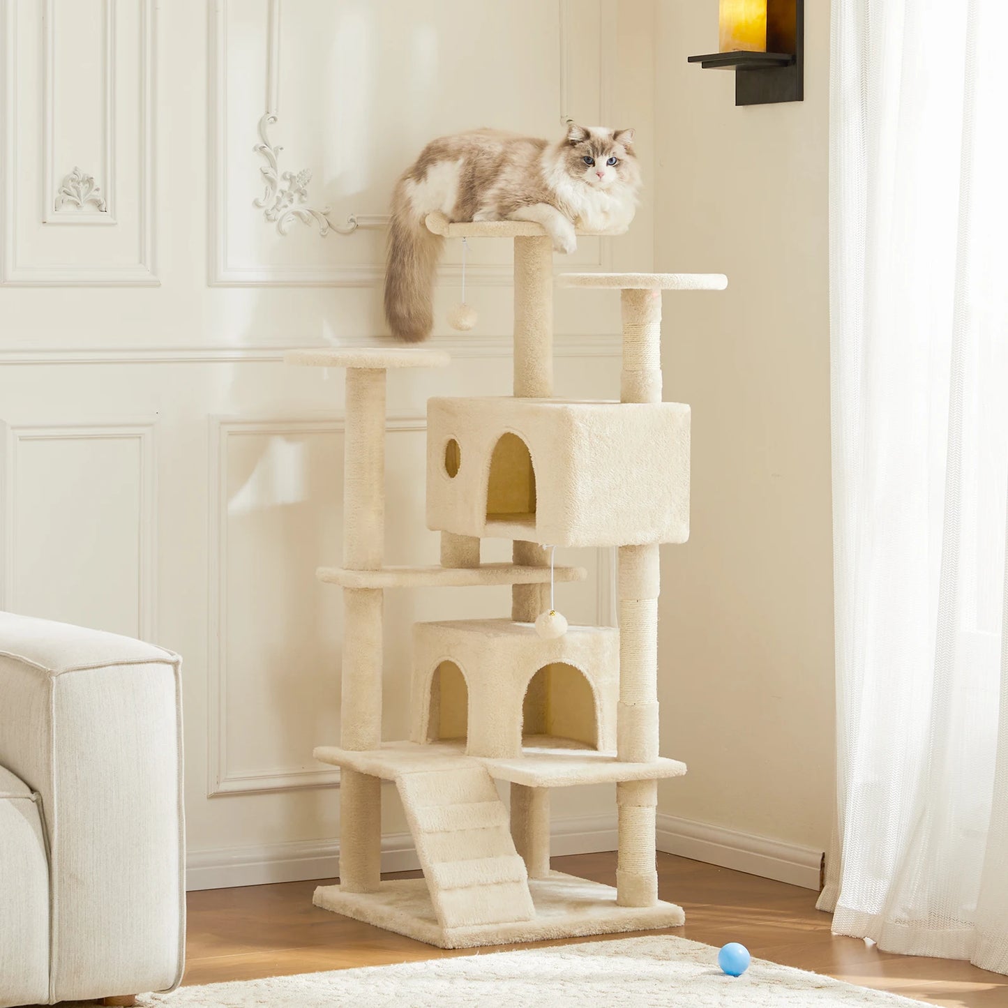 54in Tall Multi-Level Cat Tree Tower w/ Scratching Post