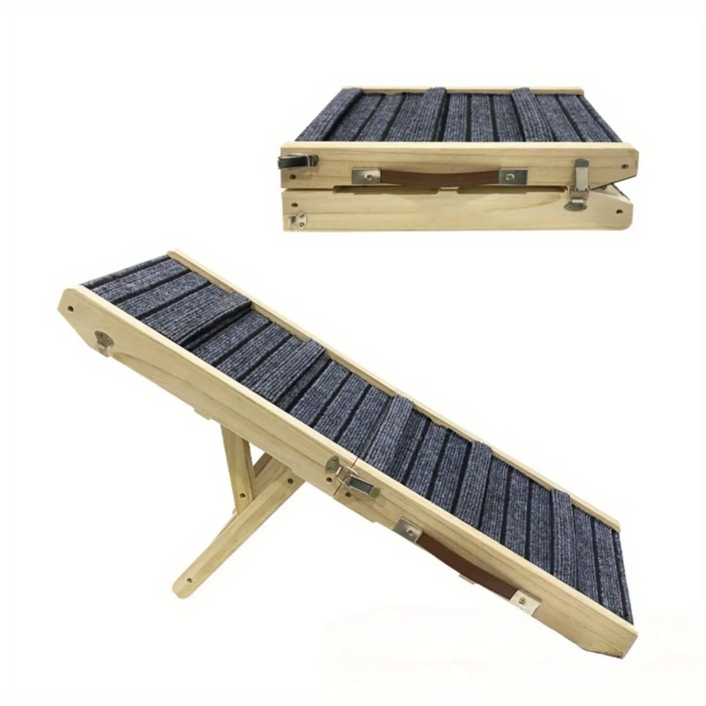 Portable folding wooden pet ramp