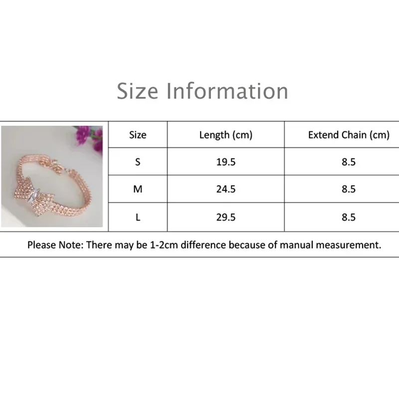 Adjustable Pet Necklace Collar w/ Diamond Zircon Bone Pendant Jewelry