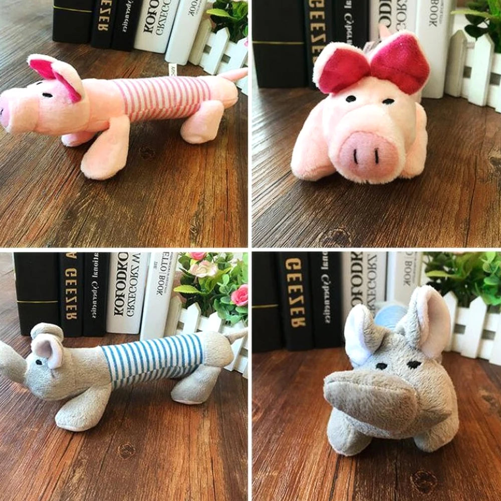 Plush Cute Elephant Duck Pig Pet Squeak Sound Toys