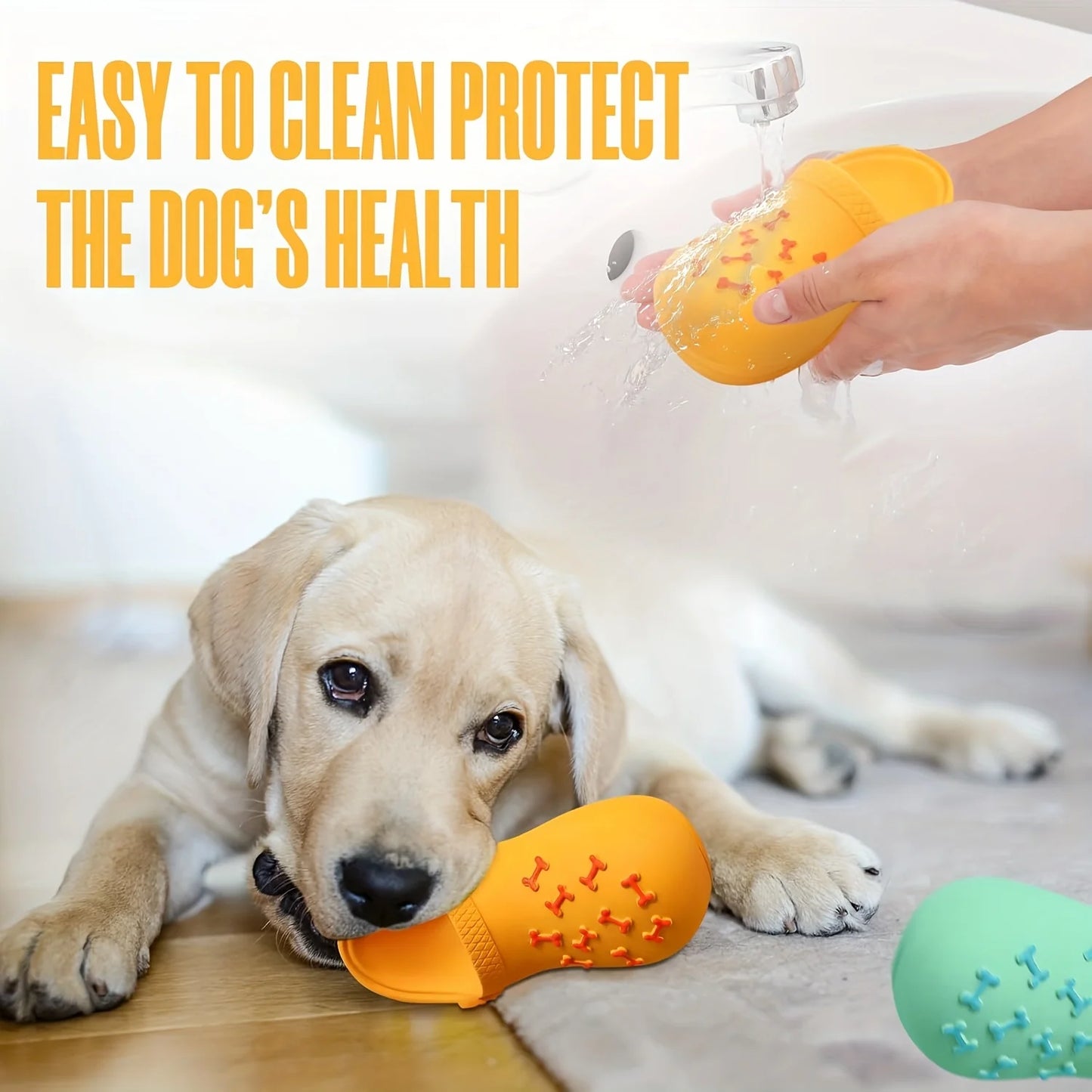 Durable Rubber Slippers-Shaped Chew, Teeth Cleaning & Training Toy